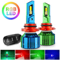 🆕9006/HB4 RGB LED Headlight Bulbs/DRL/Fog Light R7 Series 70W 25000LM 6500K Cool White + RGB Remote Control | 2 Bulbs