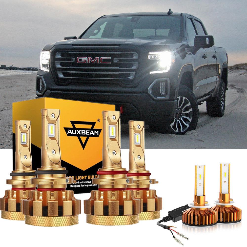For 2002 GMC Sierra 1500 (Base HT SL SLE SLT WT) F-16 Plus Series Built-in Canbus Automotive Grade 14000LM LED Light Bulbs High Low Beam Bundle