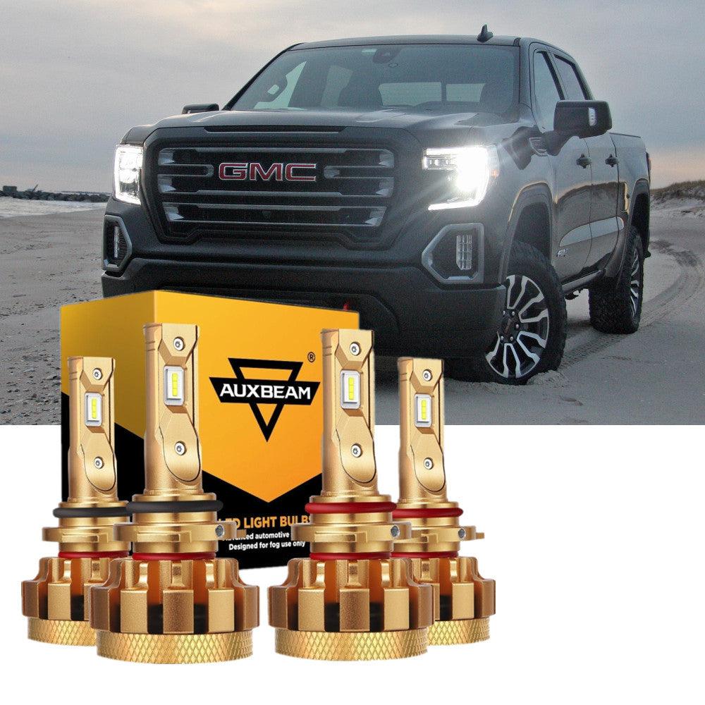 For 2002 GMC Sierra 1500 (Base HT SL SLE SLT WT) F-16 Plus Series Built-in Canbus Automotive Grade 14000LM LED Light Bulbs High Low Beam Bundle