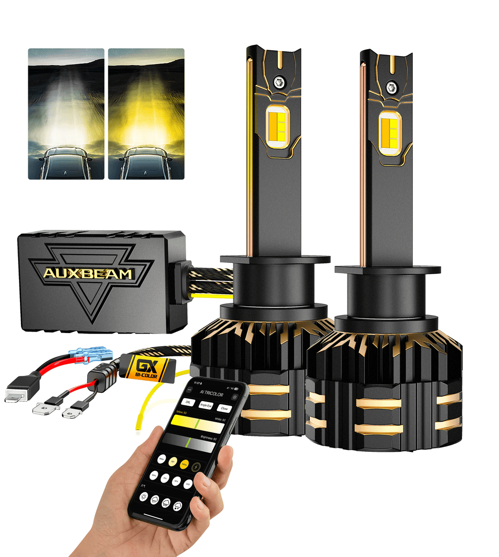 🆕H1 LED Bulb Fog Light/Low Beam Lighs 110W 25000LM GX Bi-Color Smart Series, with App Control Via Bluetooth & Dual Color Switchback | 2 Bulbs
