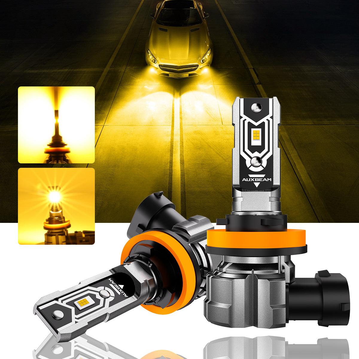 🆕H11 H9 H8 H16JP LED FOG Light/DRL Bulbs 50W 10000LM 3000K Amber Yellow Q5 Series | 2 Bulbs