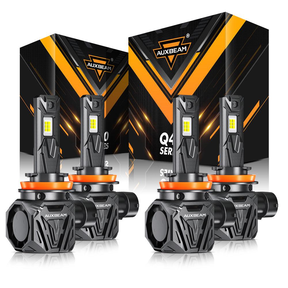 🆕H11+H11 LED Headlight Bulbs Q40 Series Ultra-High Brightness 120W 30000LM 6500K Cool White | 4 Bulbs
