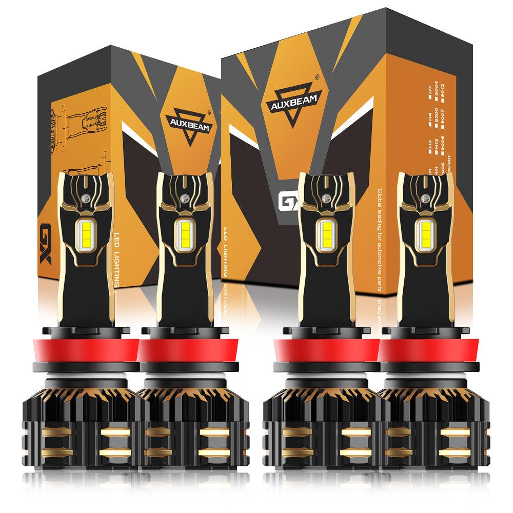 H11+H11 LED Headlight Bulbs 120W 25000LM GX Series Brightest 6500K Cool White | 4 Bulbs