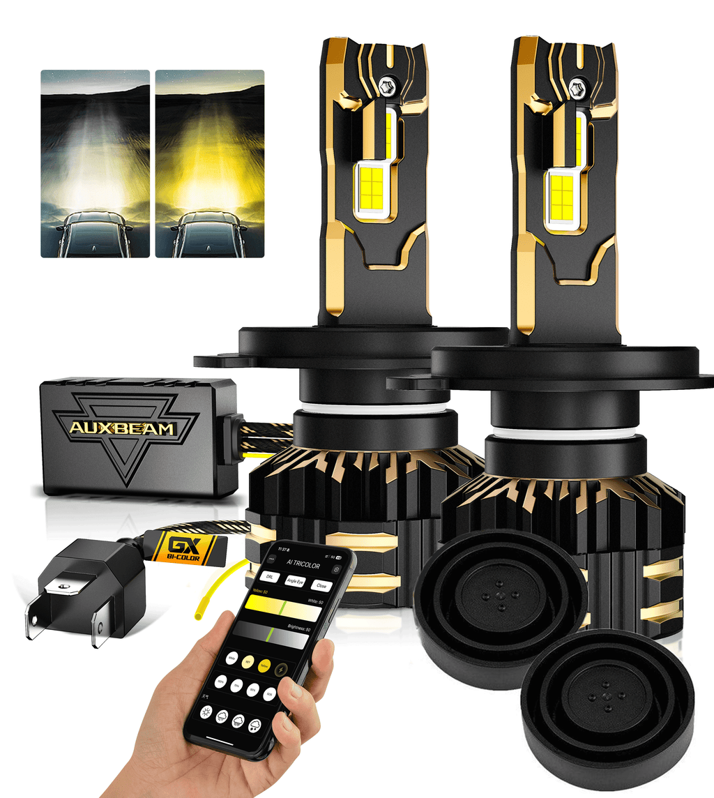 🆕H4 LED Headlight Bulbs 110W 25000LM GX Bi-Color Smart Series, with App Control Via Bluetooth & Dual Color Switchback | 2 Bulbs