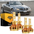 For 2009-2016 Mercedes-Benz SLK300 with Halogen Headlamps F-16 Plus Series Built-in Canbus LED Light Bulbs High Low Beam Bundle