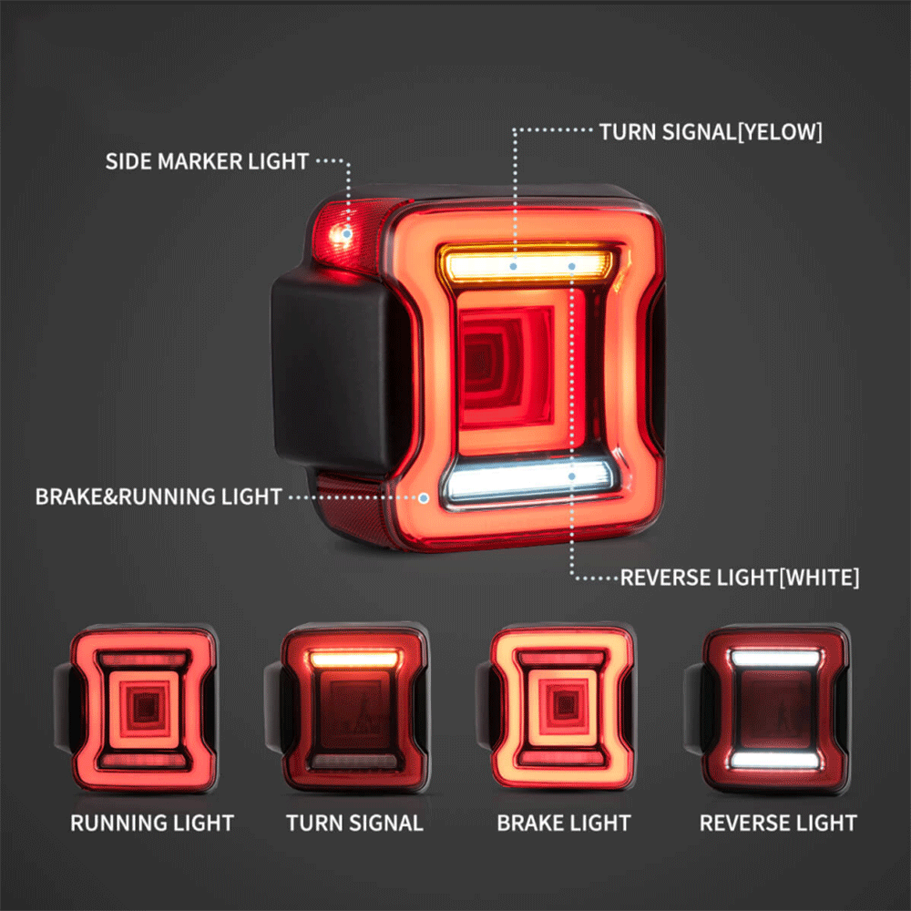 LED Tail Light Assembly With Sequential Turn Signal For 2018-2022 Jeep Wrangler 4th Gen (JL) & 2019-2022 Jeep Glandiator (JT)