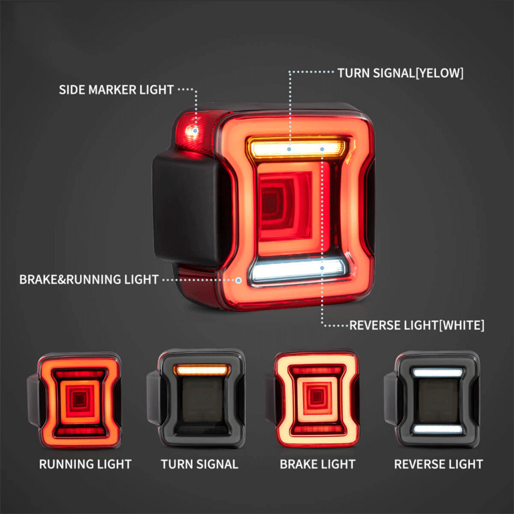 LED Tail Light Assembly With Sequential Turn Signal For 2018-2022 Jeep Wrangler 4th Gen (JL) & 2019-2022 Jeep Glandiator (JT)