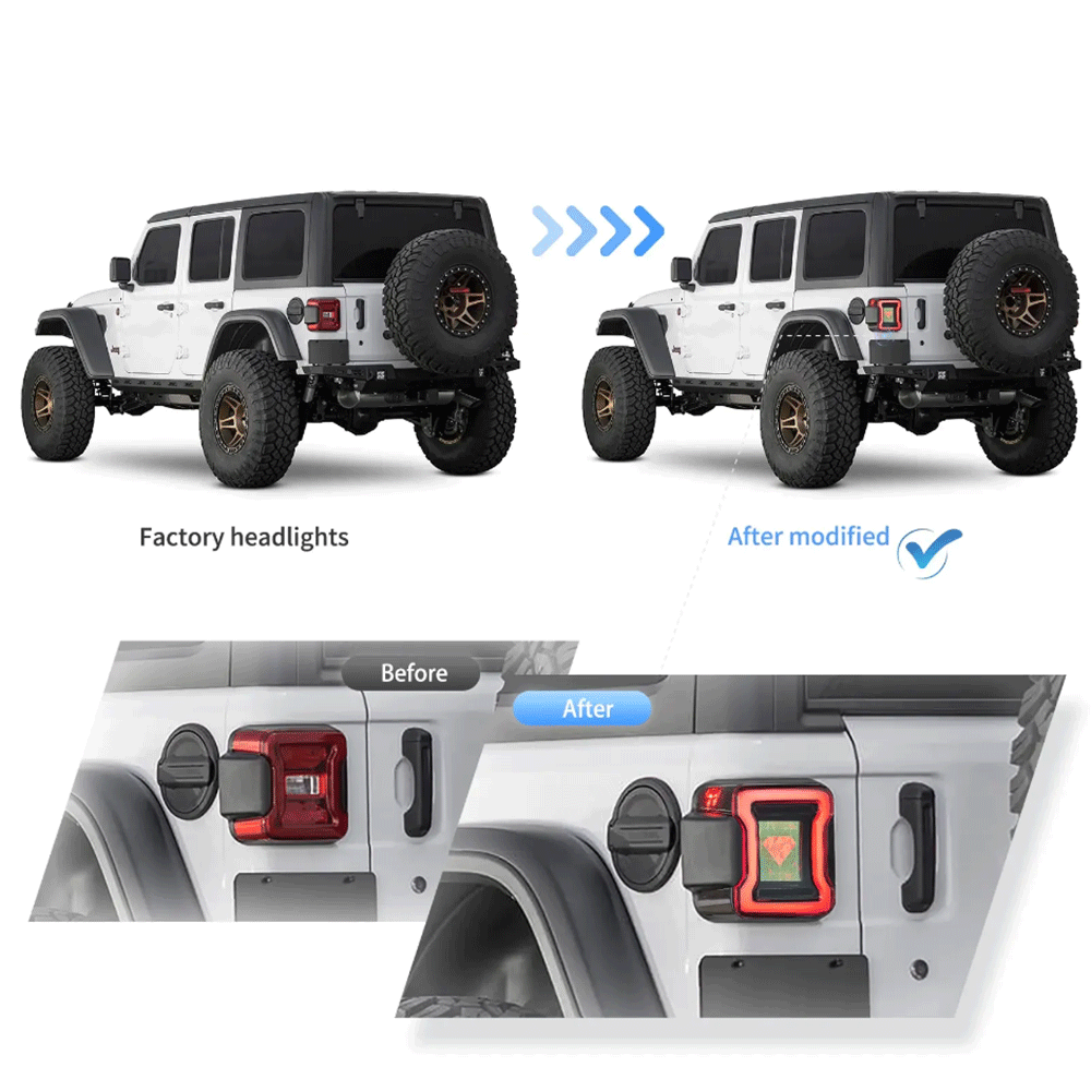 OLED Tail Light Assembly With Animation Effects For 2018-2020 Jeep Wrangler JL JLU
