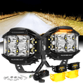 V-MAX Series | 4 Inch 92W 8960LM Spot Beam Side Shooter LED Round Pod Lights with Amber DRL