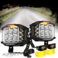 V-MAX Series | 5 Inch 168W 16440LM Spot Beam Side Shooter LED Square Pod Lights with Amber DRL