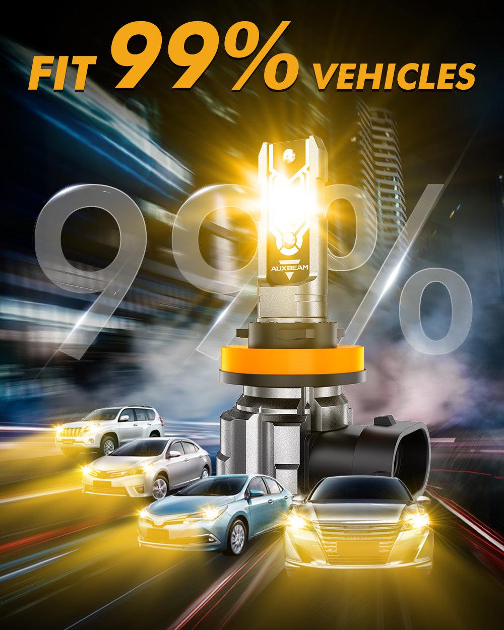 🆕H11 H9 H8 H16JP LED FOG Light/DRL Bulbs 50W 10000LM 3000K Amber Yellow Q5 Series | 2 Bulbs