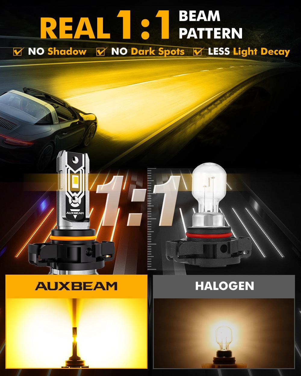 🆕5202 5202 5201 PS24W H16EU LED Fog Light/DRL Bulbs 50W 10000LM 3000K Amber Yellow Q5 Series | 2 Bulbs