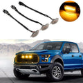 (3pcs/set)  LED Front Grille Lights Raptor Style Amber Light Fit for Ford F150 F250 F350 (Amber shell/ Smoked shell）