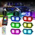 NEW Vibrant Series | 6PCS RGB LED Rock Lights Kit Multicolor Neon Underglow Lights with Bluetooth APP & Remote Control
