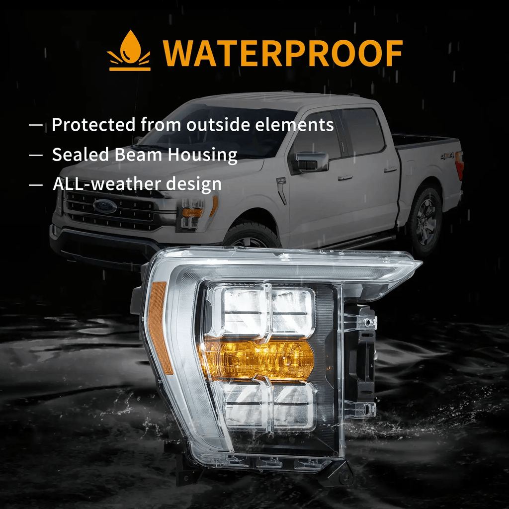 LED Headlight Assembly Reflection Bowl For 2021-2023 Ford F150 14th Gen Chrome