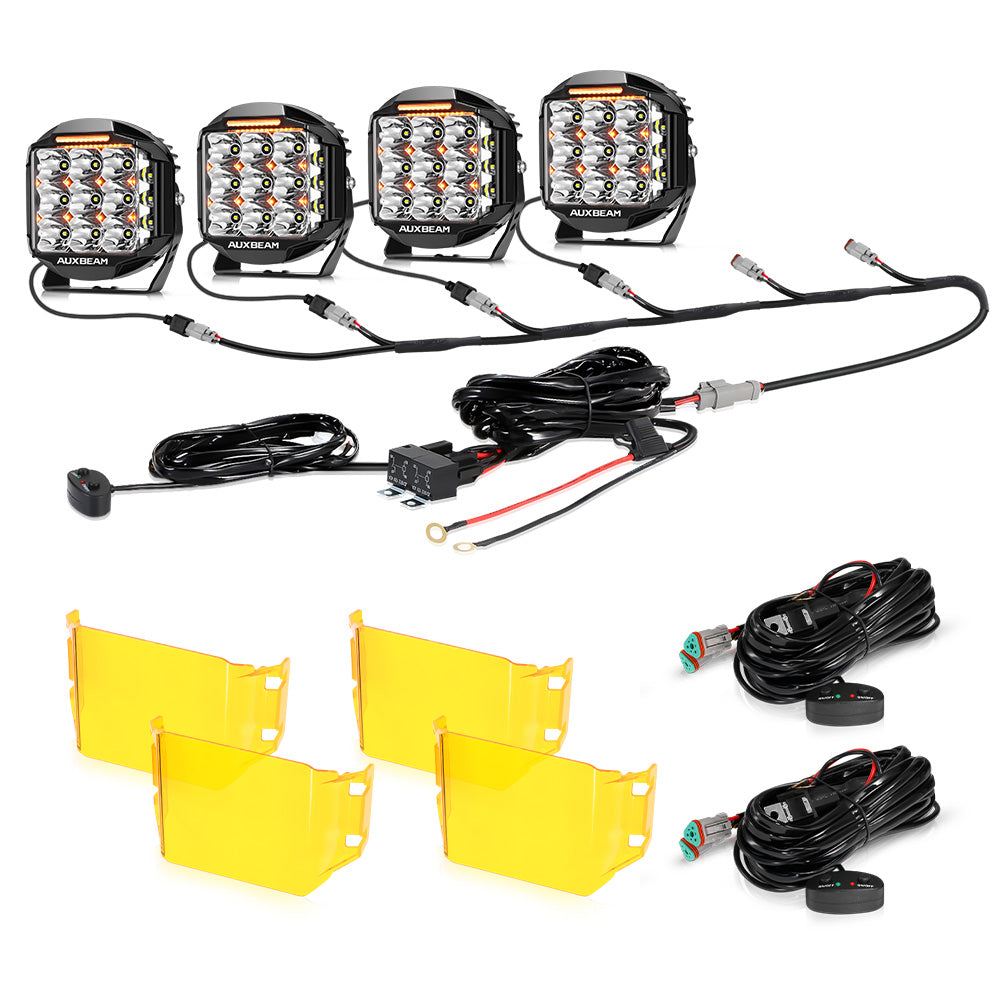 V-MAX Series | 7 Inch 228W 26100LM Spot Beam Side Shooter LED Round Driving Lights with Amber DRL&Backlight