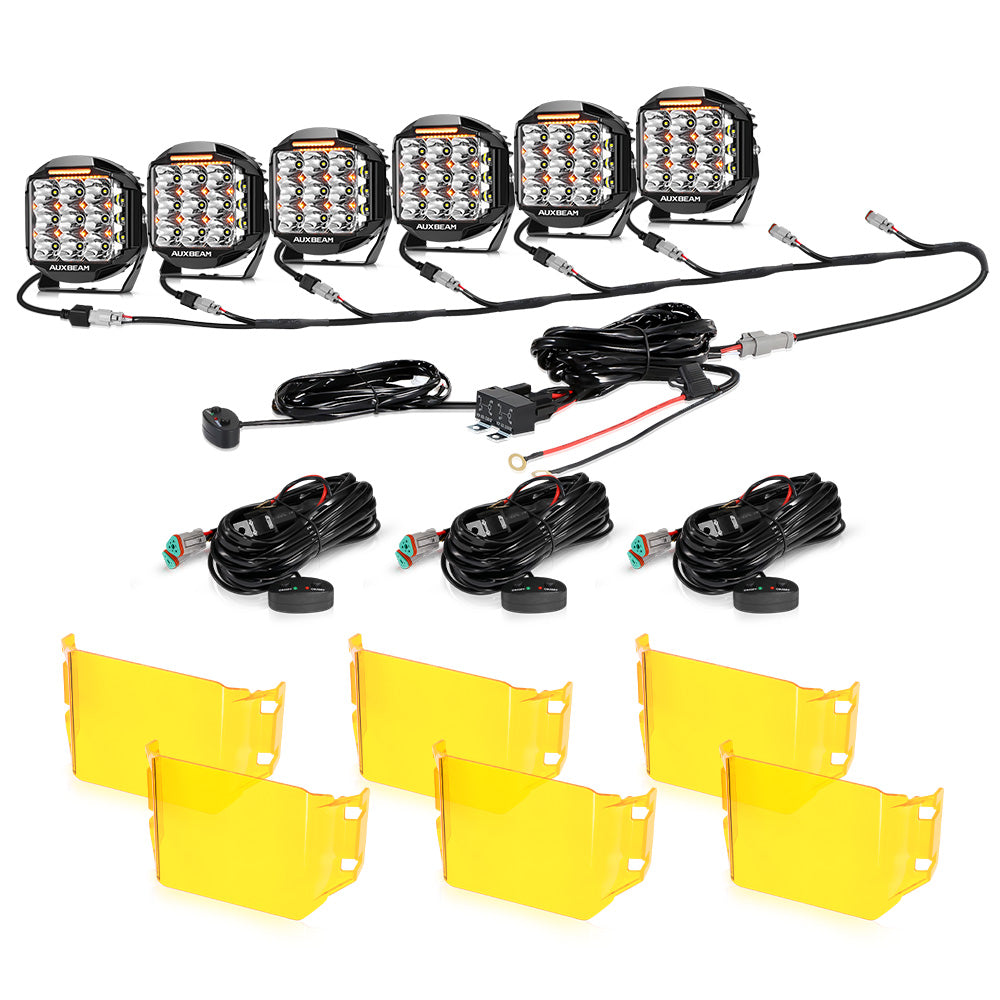 V-MAX Series | 7 Inch 228W 26100LM Spot Beam Side Shooter LED Round Driving Lights with Amber DRL&Backlight
