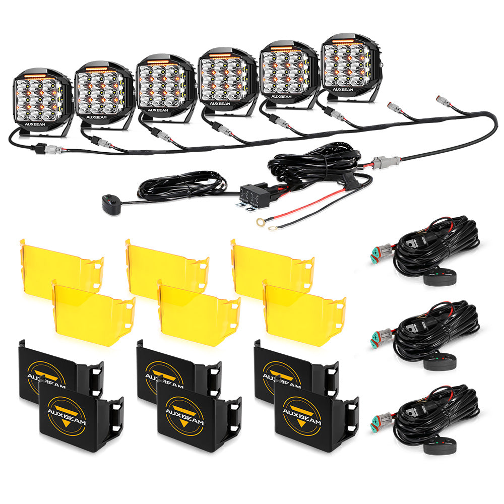 V-MAX Series | 7 Inch 228W 26100LM Spot Beam Side Shooter LED Round Driving Lights with Amber DRL&Backlight