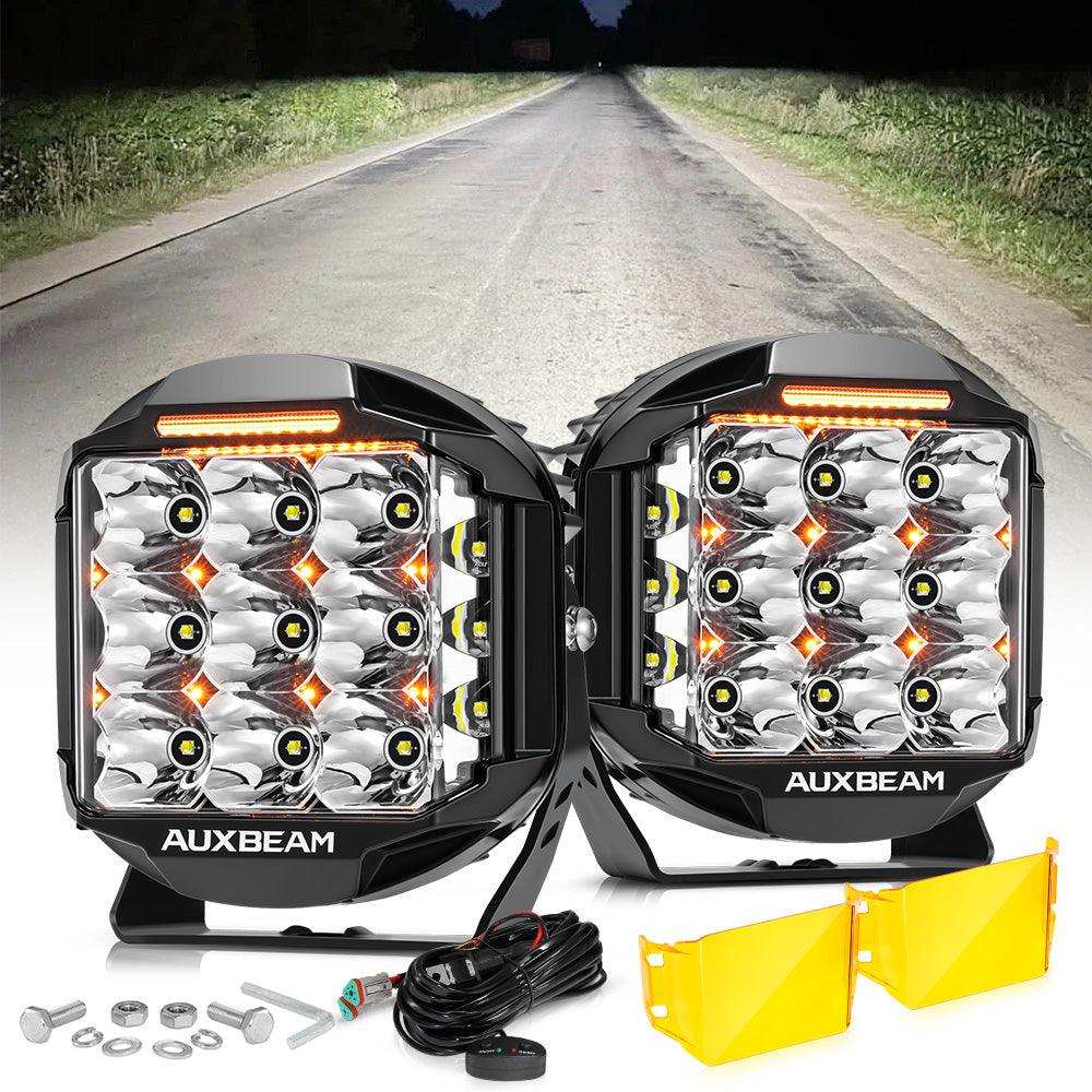 V-MAX Series 4/5/7 Inch Spot Beam Side Shooter LED Pod Lights with Amber DRL