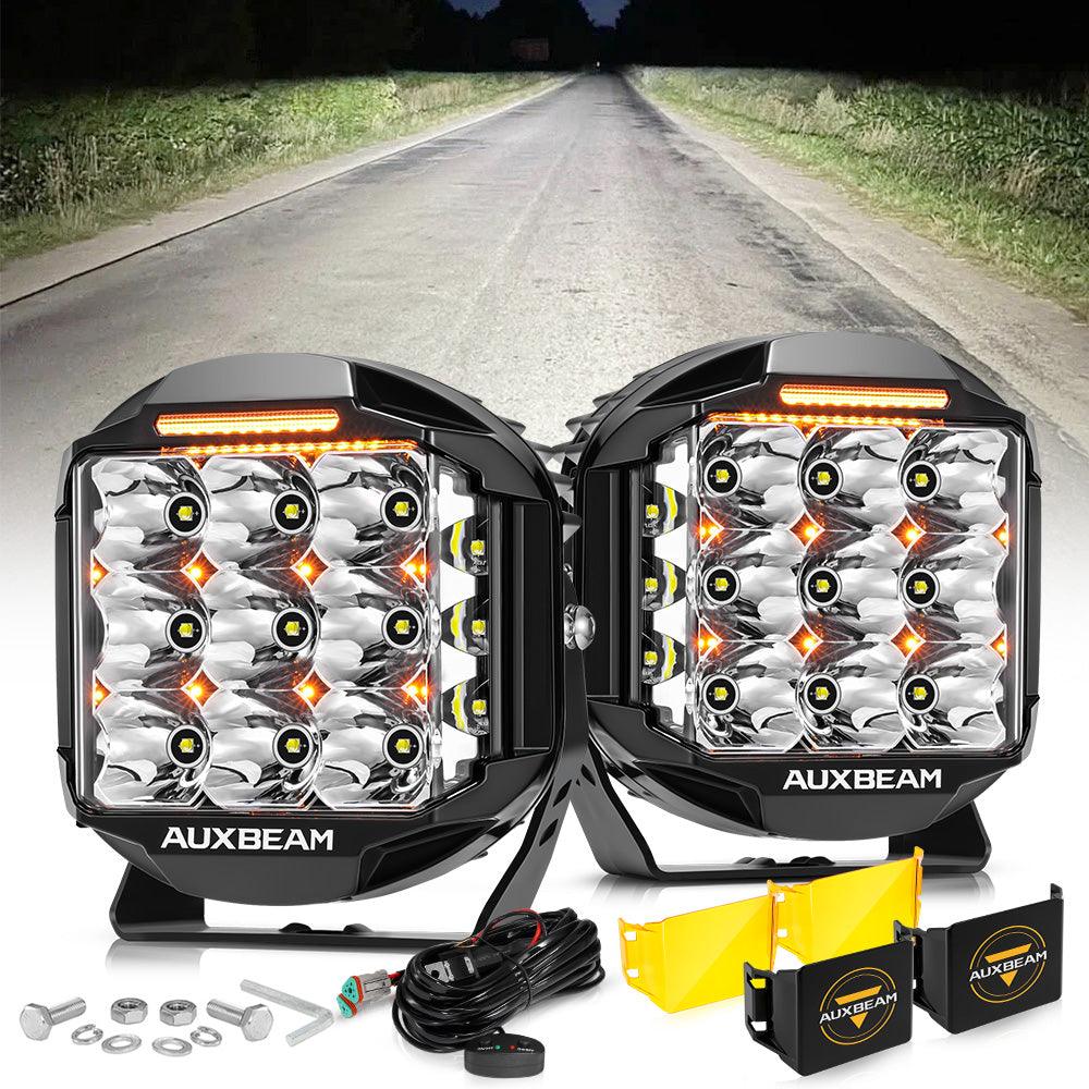 V-MAX Series | 7 Inch 228W 26100LM Spot Beam Side Shooter LED Round Driving Lights with Amber DRL&Backlight