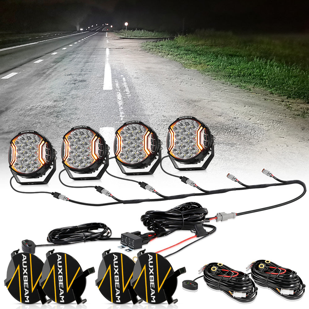 V-ULTRA Series | 7 Inch 226W LED Side Shooter White Pod Lights with Amber DRL