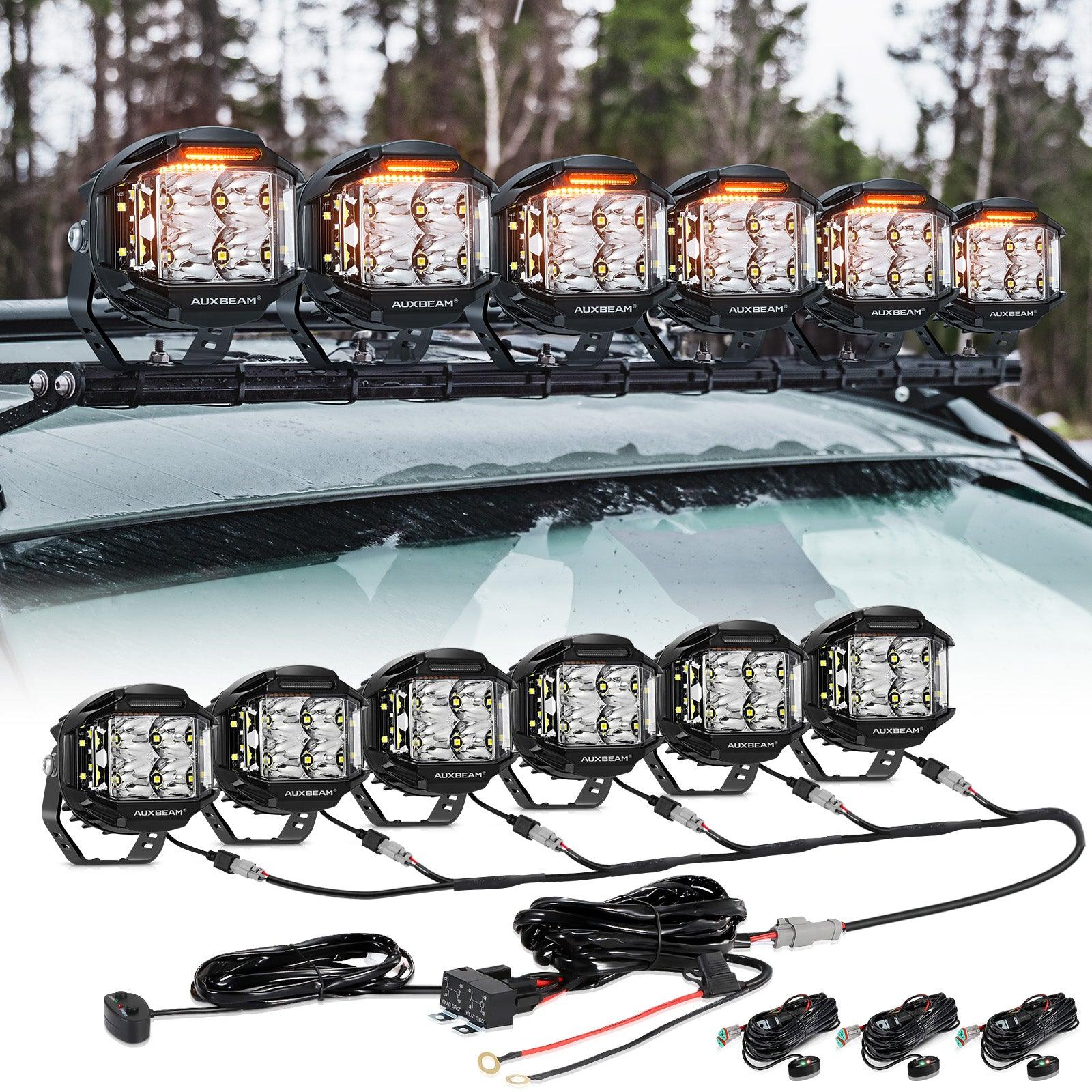 V-MAX Series | 4 Inch 92W 8960LM Spot Beam Side Shooter LED Round Pod Lights with Amber DRL