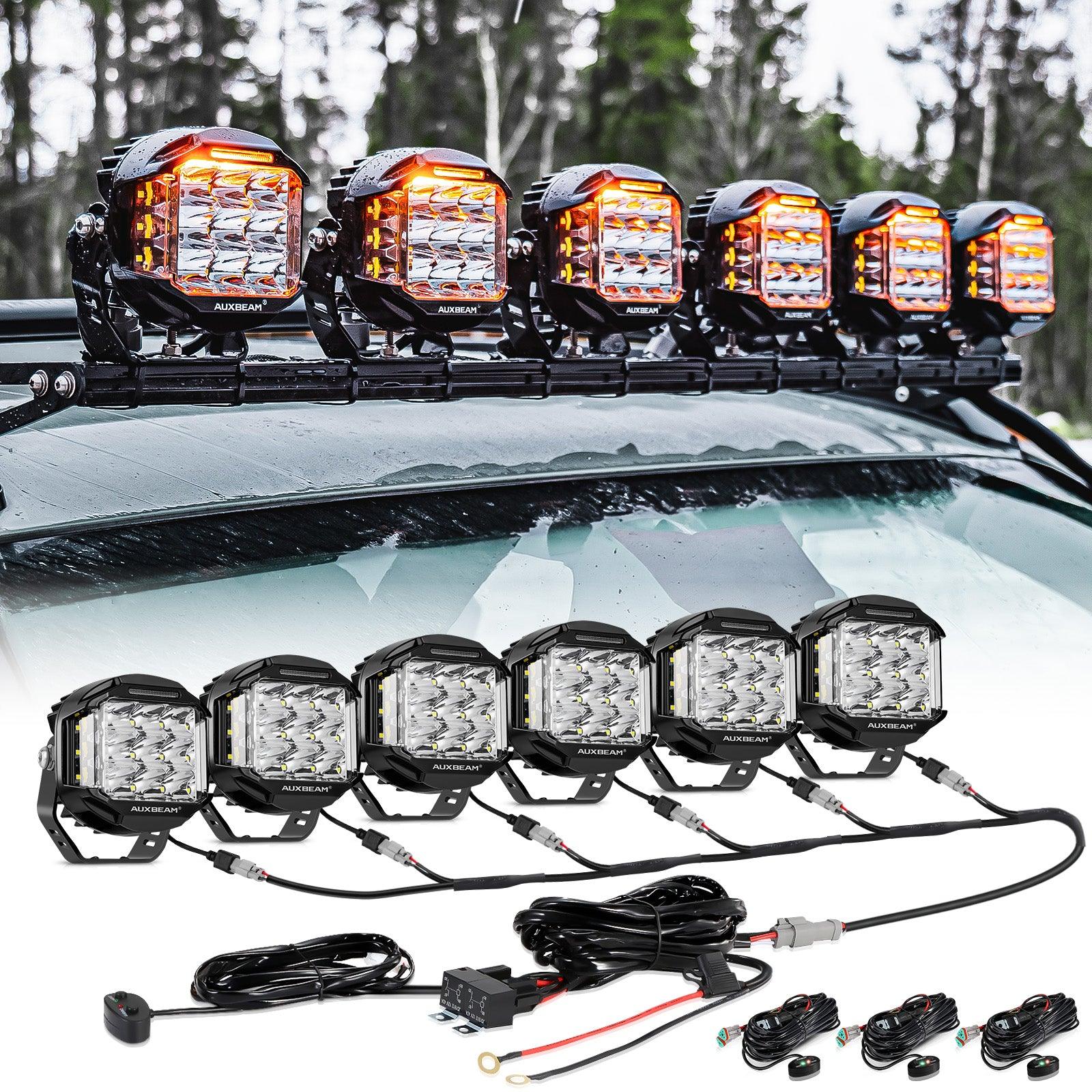 V-MAX Series | 5 Inch 168W 16440LM Spot Beam Side Shooter LED Round Pod Lights with Amber DRL