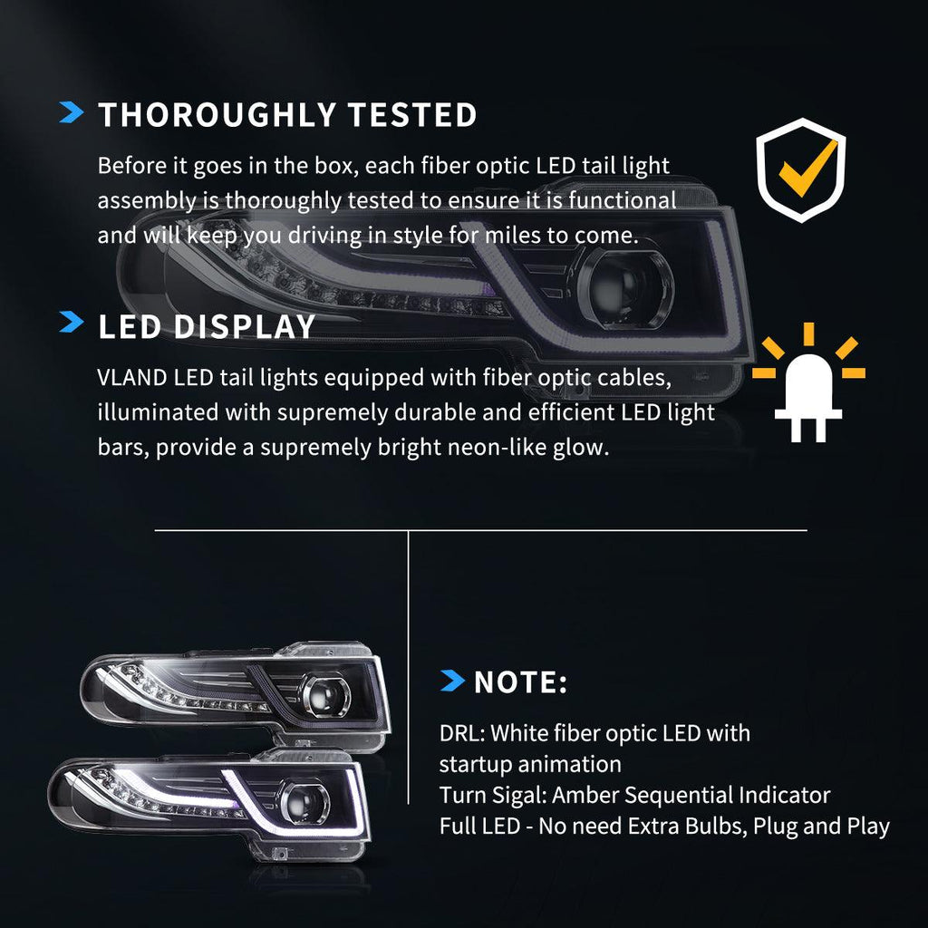 LED Headlight Assembly Dual Beam Projector with Grille For 2007-2015 Toyota FJ Cruiser XJ10