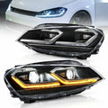 LED Headlight Assembly Projector Black For 2012-2017 Volkswagen Golf 7th Gen (Mk7, Typ 5G)