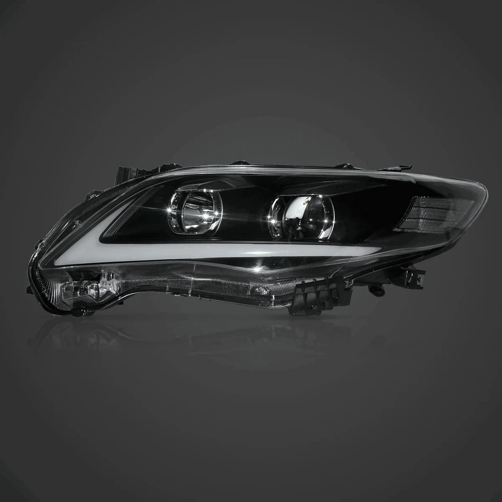 LED Headlight Assembly Projector Black For 2011-2013 Toyota Corolla 10th Gen (E140 Wide-Body) Facelift