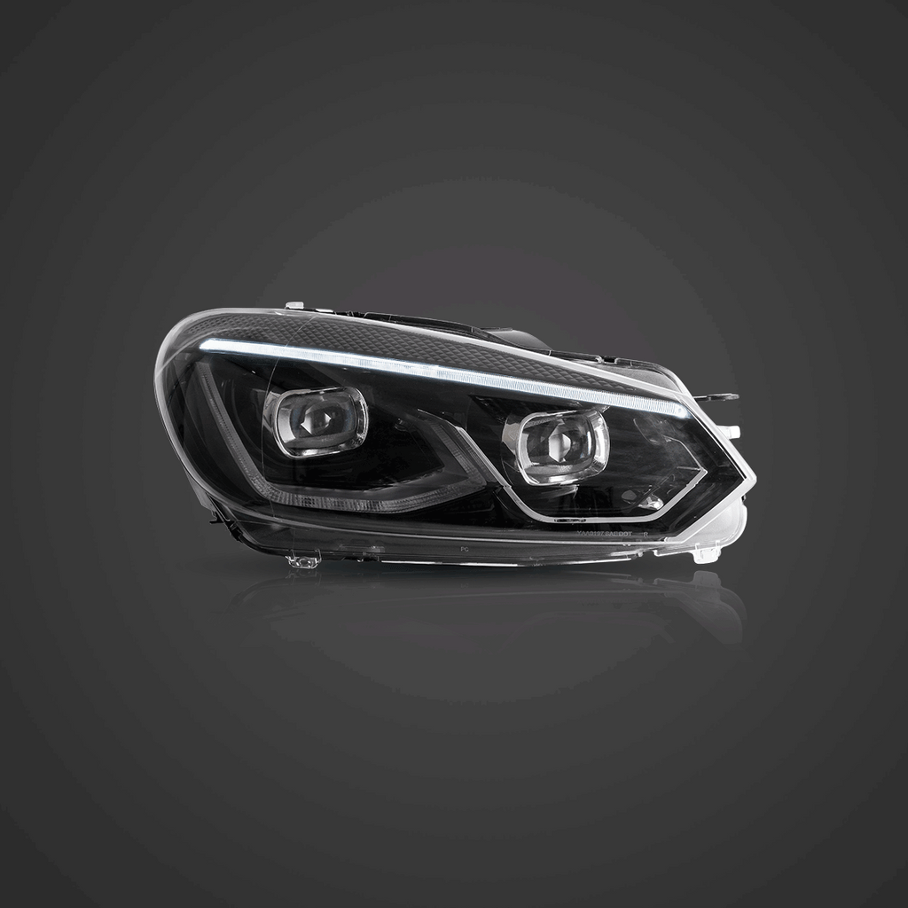 LED Headlight Assembly Dual Beam Projector Black For 2008-2014 Volkswagen Golf 6th Gen (Mk6/A6 Typ 5K）