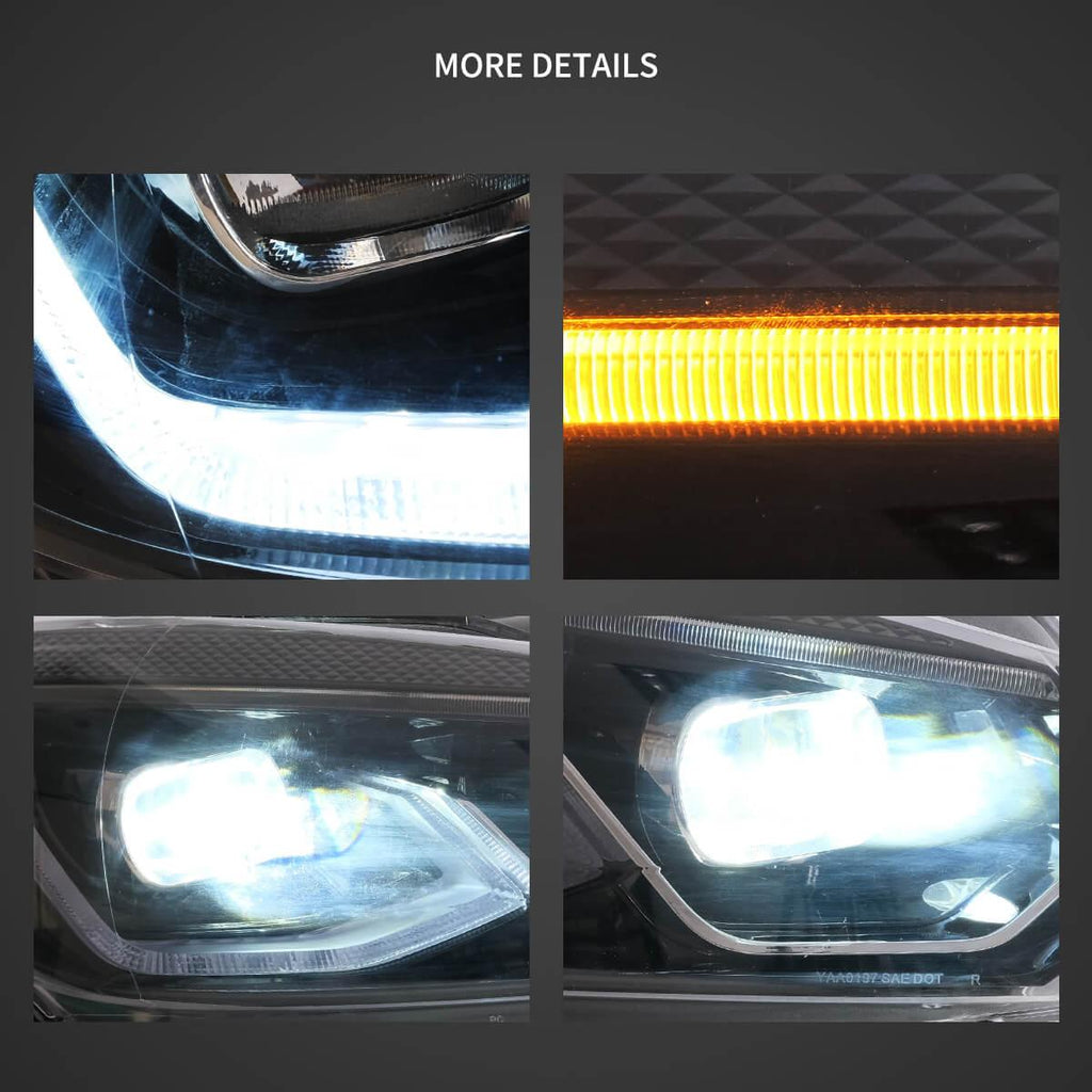 LED Headlight Assembly Dual Beam Projector Black For 2008-2014 Volkswagen Golf 6th Gen (Mk6/A6 Typ 5K）