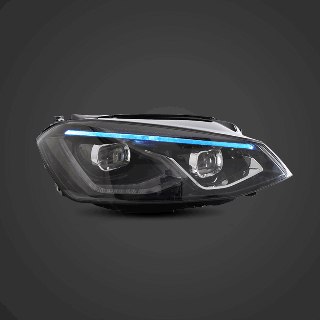 LED Headlight Assembly HID Dual Beam Projector Black For 2014-2017 Volkswagen Golf 7th Gen (Mk7, Typ 5G) Hatchback
