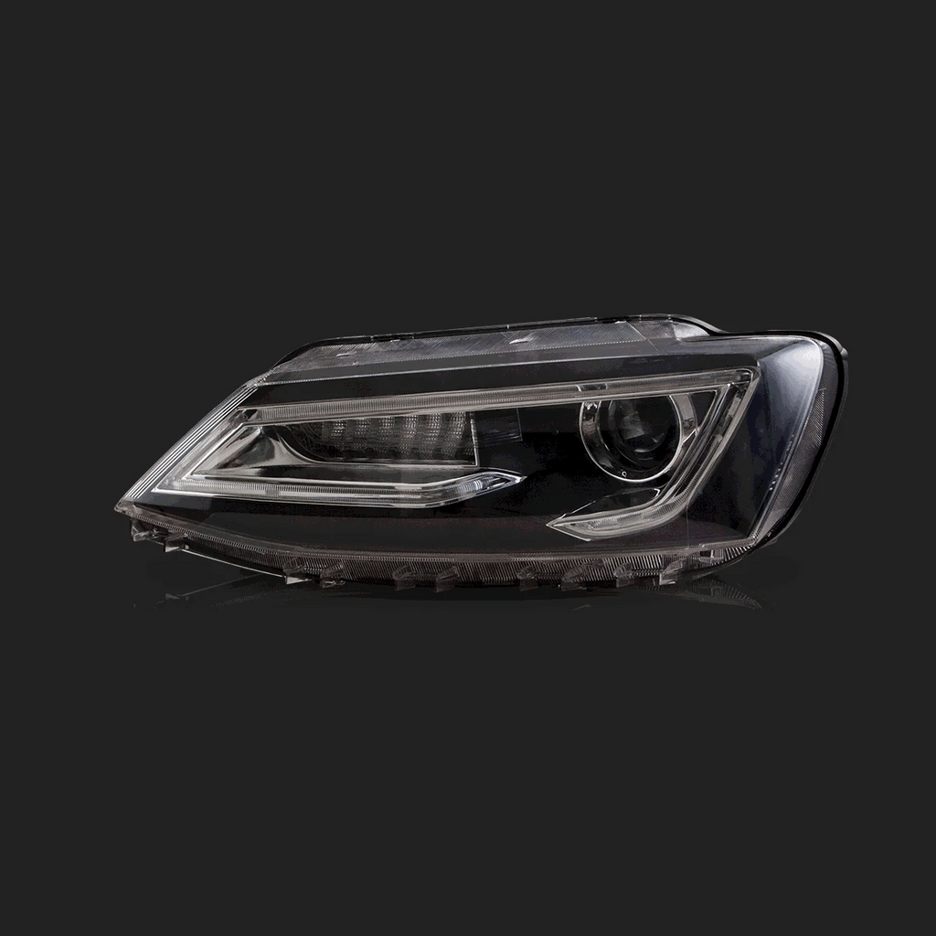 LED Headlight Assembly Dual Beam Projector Black For 2010-2018 Volkswagen Jetta
