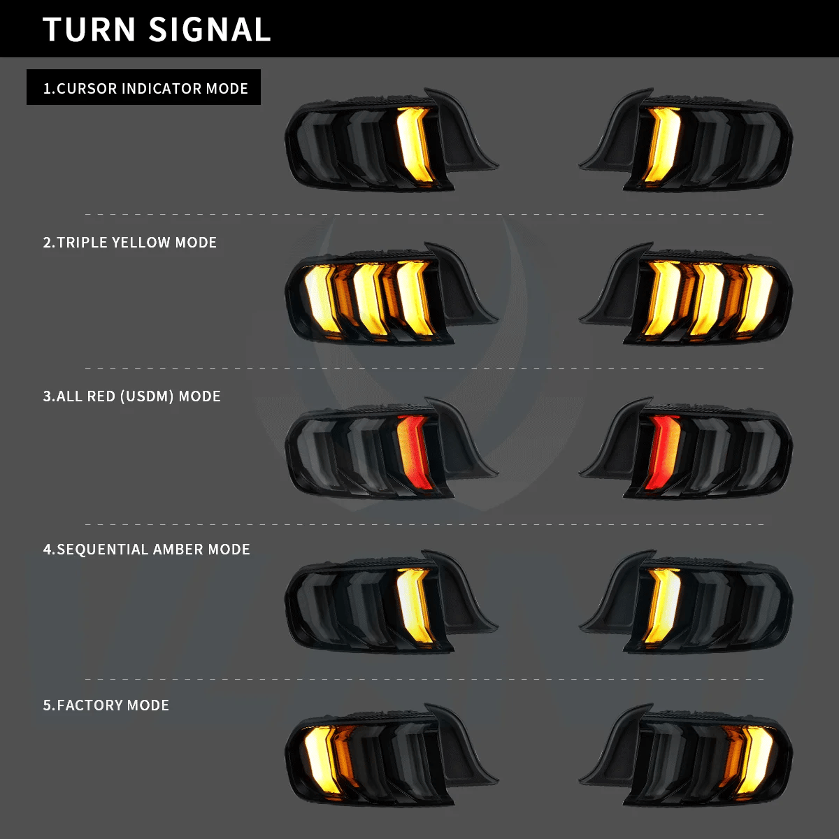 LED Tail Lights Assembly With 5 Modes Sequential Turn Signal For 2015-2023 Ford Mustang 6th Gen (S550)