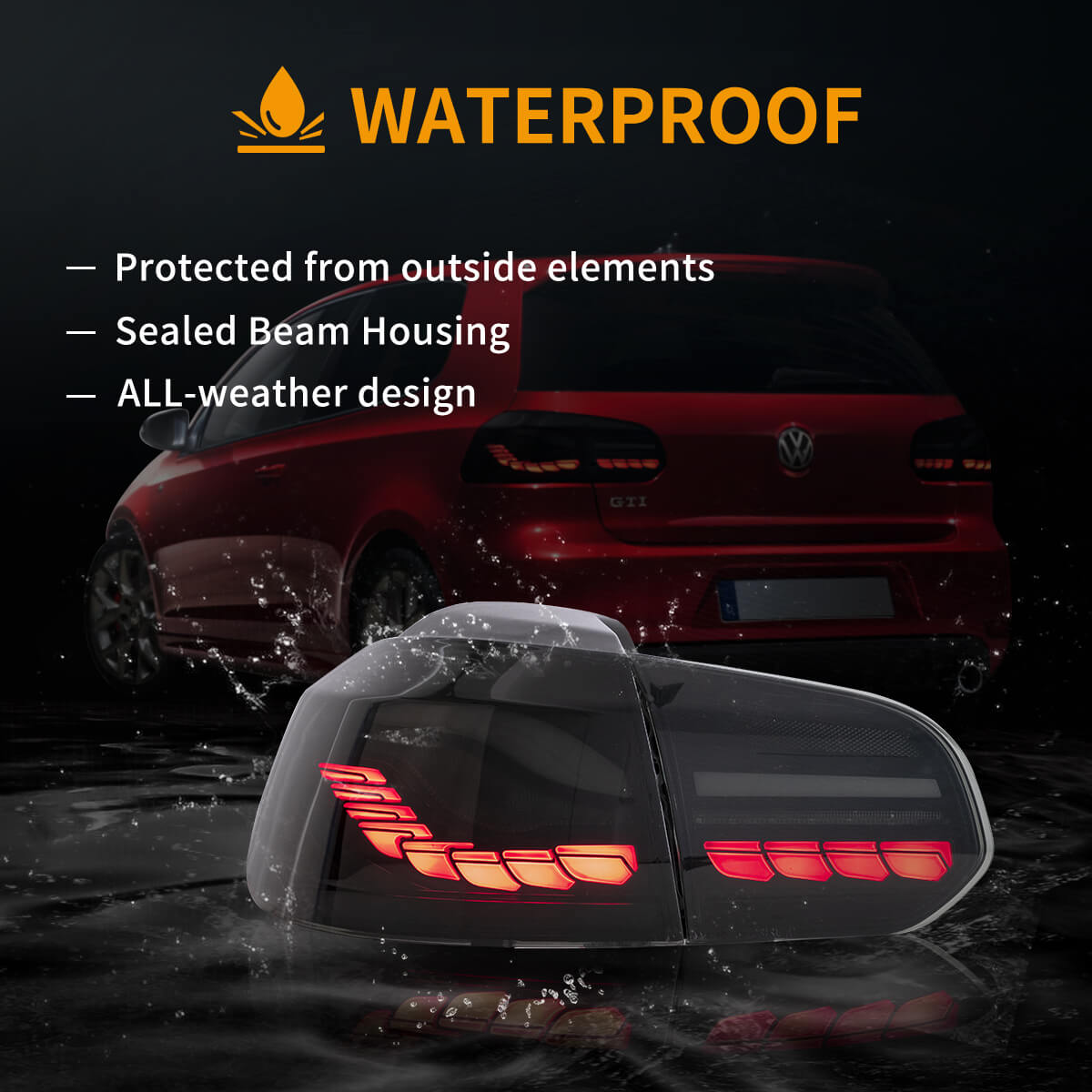 OLED Tail Light Assembly With Dynamic Welcome Lighting (GTS Style）For 2008-2014 Volkswagen Golf 6th Gen Mk6 Hatchback