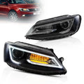 LED Headlight Assembly Dual Beam Projector Black For 2010-2018 Volkswagen Jetta