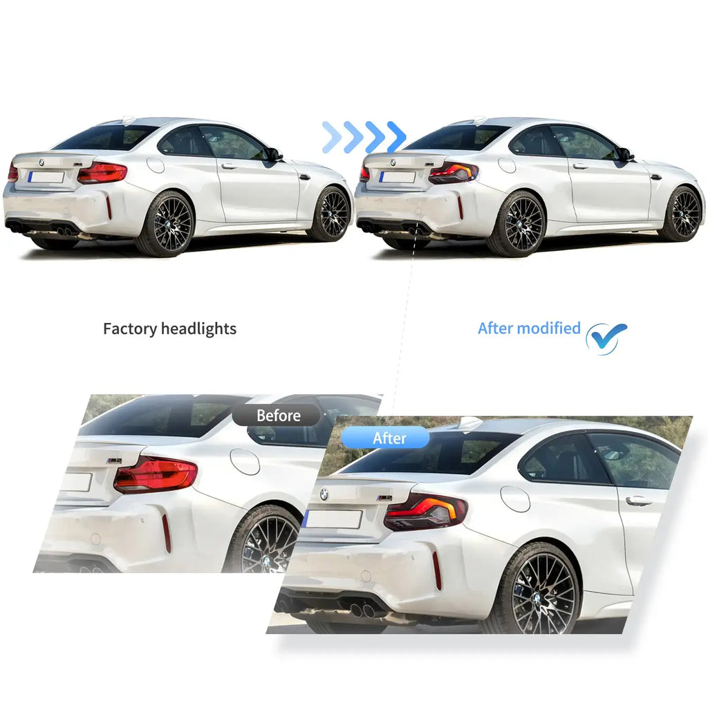 LED Tail Lights Assembly With Start-up Animation Effect For 2014-2021 BMW 2 Series (F22 F23) M2 (F87）