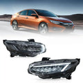 LED Headlight Assembly Reflection Bowl Chrome For 2016-2021 Honda Civic 10th Gen