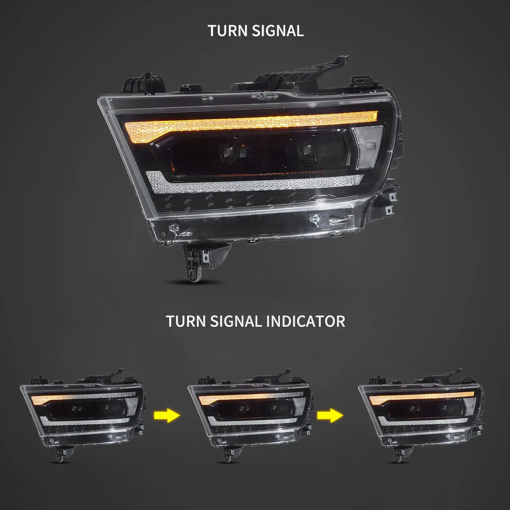 Full LED Headlight Assembly For 2019-2024 Dodge Ram 1500