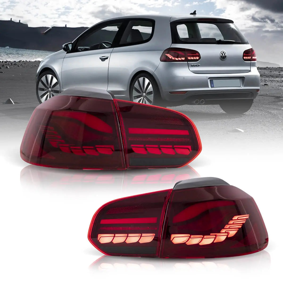 OLED Tail Light Assembly With Dynamic Welcome Lighting (GTS Style）For 2008-2014 Volkswagen Golf 6th Gen Mk6 Hatchback
