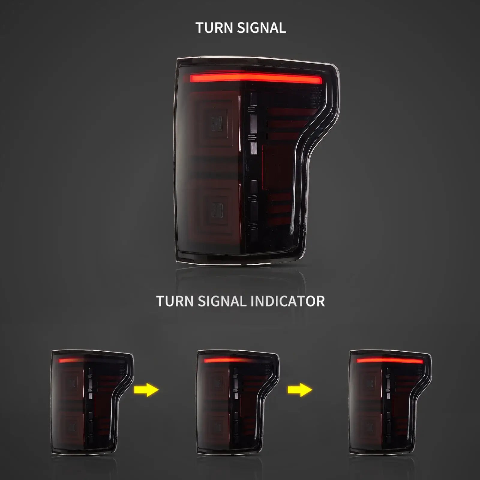 LED Ugprade Tail Lights Assembly With Red Sequential Turn Signal Smoked For 2015-2019 Ford F150 13th Gen (P552)