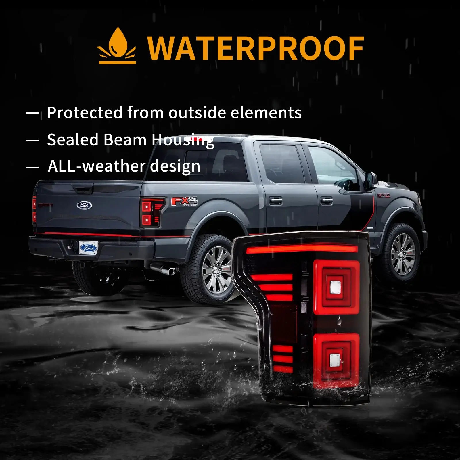 LED Ugprade Tail Lights Assembly With Red Sequential Turn Signal Smoked For 2015-2019 Ford F150 13th Gen (P552)