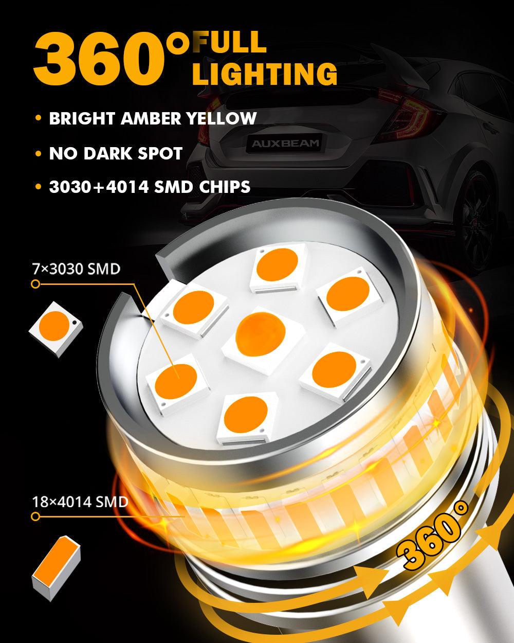1156 BA15S LED Turn Signal Light Rear/Front, Side Marker Light Bulbs 11W 4000LM 3500K Amber B1 Series | 2 Bulbs