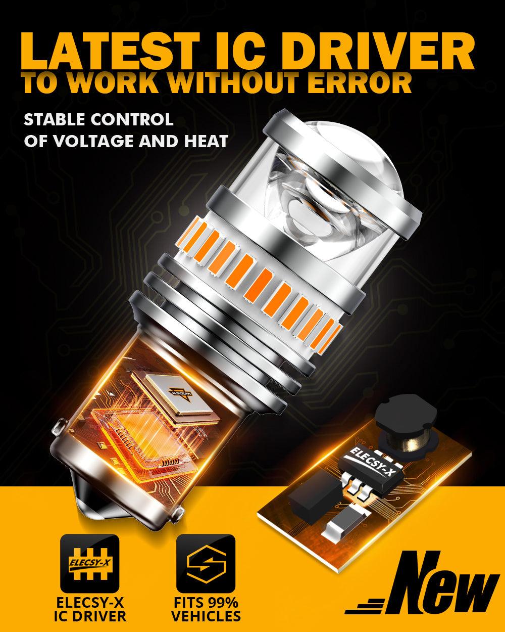 1156 BA15S LED Turn Signal Light Rear/Front, Side Marker Light Bulbs 11W 4000LM 3500K Amber B1 Series | 2 Bulbs