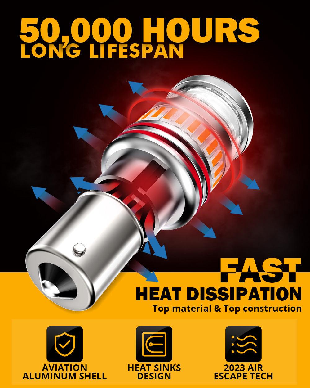 1156 BA15S LED Turn Signal Light Rear/Front, Side Marker Light Bulbs 11W 4000LM 3500K Amber B1 Series | 2 Bulbs