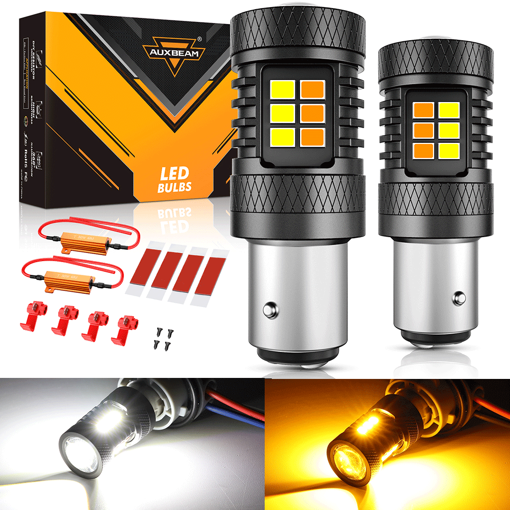 1157 BAY15D LED Front Turn Signal & DRL Light Bulbs 400% High Brightness Dual Color Switchback White & Amber B1B Series | 2 Bulbs
