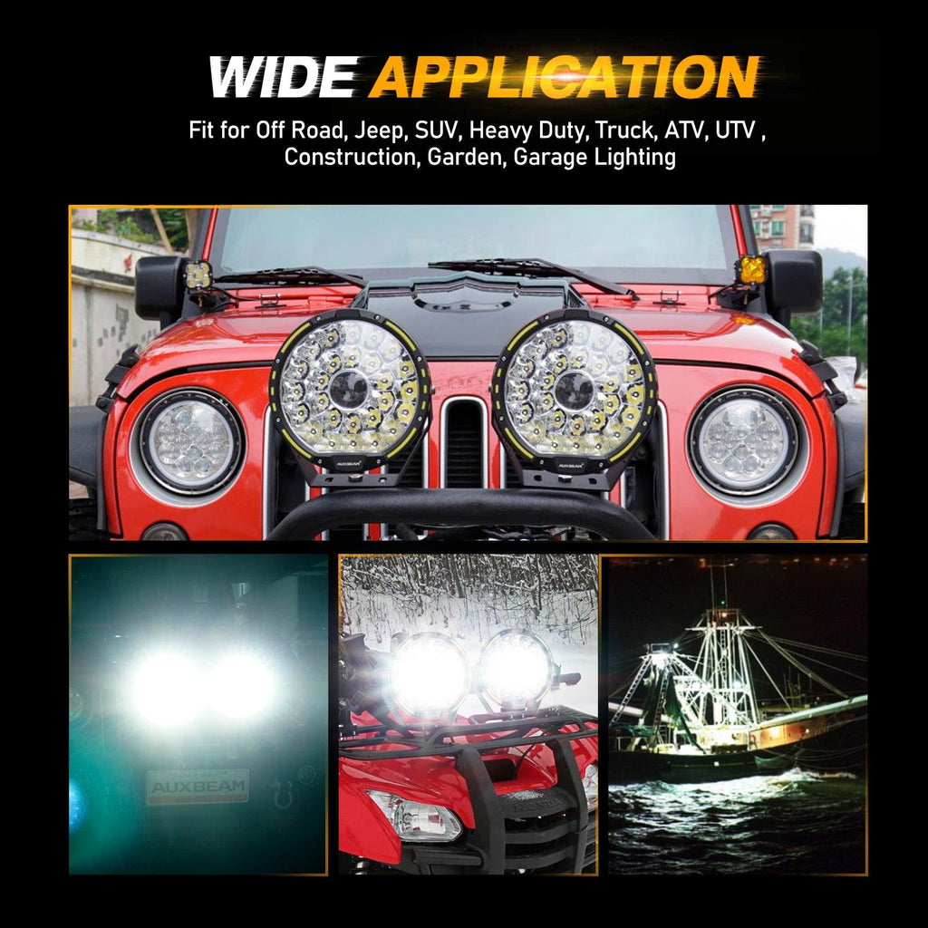 (2pcs/set) 9 INCH 270W 37776LM 360-PRO Series Custom Lens Offroad LED Driving Lights+Amber/Black Covers(Optional) for JEEP WRANGLER JL JK TJ
