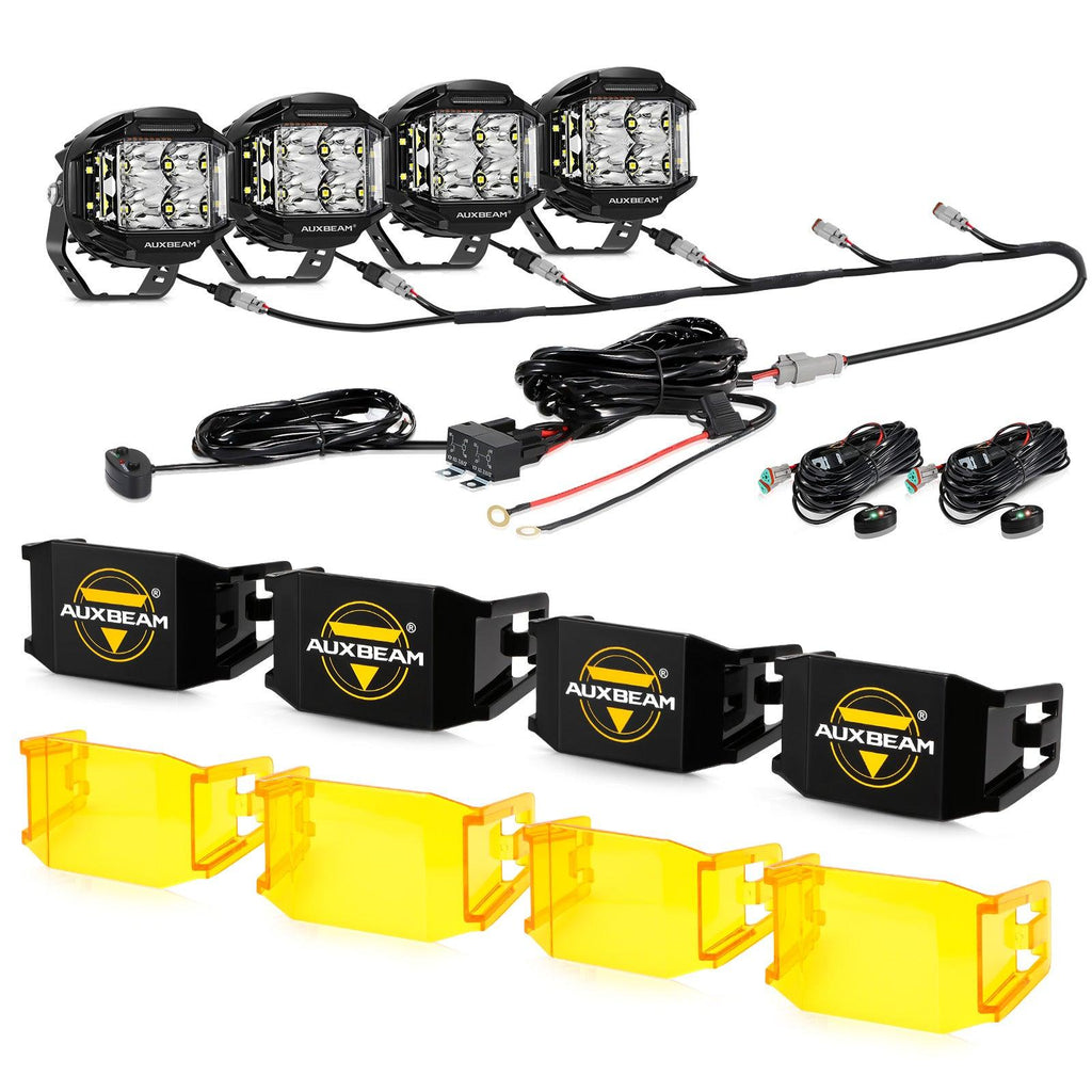 V-MAX Series | 4 Inch 92W 8960LM Spot Beam Side Shooter LED Round Pod Lights with Amber DRL