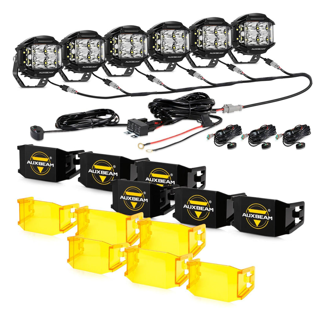 V-MAX Series | 4 Inch 92W 8960LM Spot Beam Side Shooter LED Round Pod Lights with Amber DRL